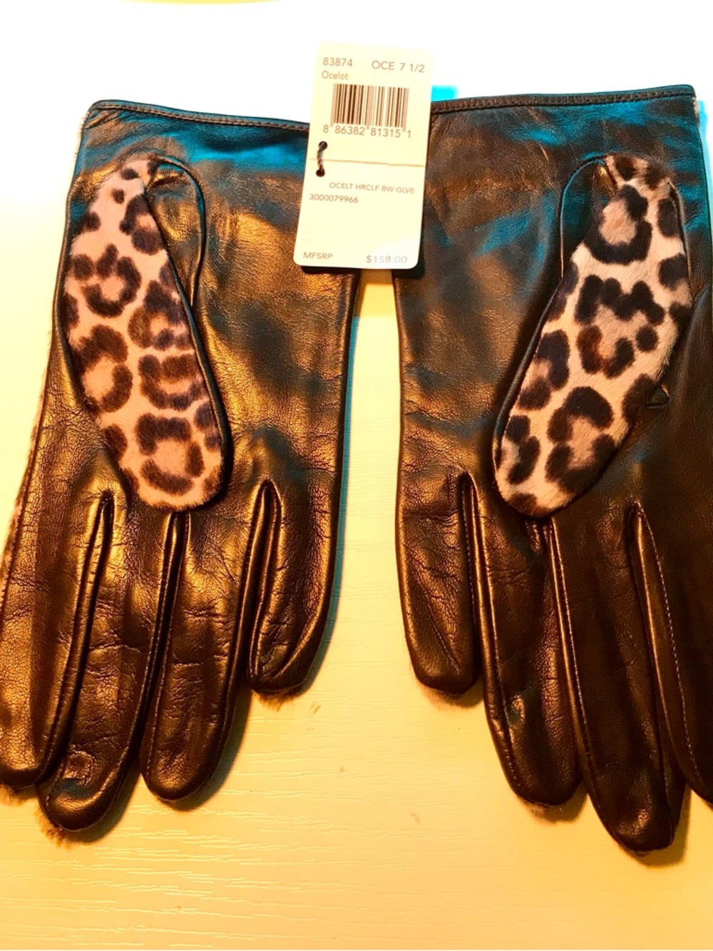 Coach 83874 Women’s Ocelot Haircalf Silk Lined Leather Gloves NWT Sz 7.5 - Picture 5 of 12